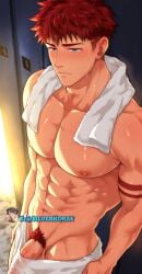 ai_generated bara derek_kingsfield gay jock_studio jock_studio_(blits_games) jockstudio(blits_games) male male_focus male_only muscular muscular_male silverkoray yaoi