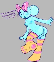 blush dandy's_world futanari intersex nude_female poppy_(dandy's_world) solo_female solo_futa striped_socks sweat