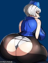 1girls ass big_ass big_breasts bottom_heavy breasts bubble_butt clothing dat_ass elizabeth_(persona) fat_ass female female_only huge_ass hyperrxgue large_ass looking_at_viewer looking_back massive_ass panties pantyhose persona persona_3 sitting sitting_on_ground solo thick_ass thick_thighs white_hair wide_hips yellow_eyes