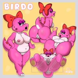 against_surface anthro anus ass belly big_breasts big_butt big_pussy birdo birdo_(character) bow_ribbon breasts claws dinosaur eyelashes feet female genitals hi_res legs_up looking_at_viewer lying mario_bros mvikt nintendo nipples nude nude_anthro nude_female on_back on_glass pink_nipples prehistoric_species presenting presenting_hindquarters presenting_pussy pussy raised_tail reptile scalie seductive slightly_chubby slightly_chubby_female small_feet solo spread_legs spreading tail thick_thighs