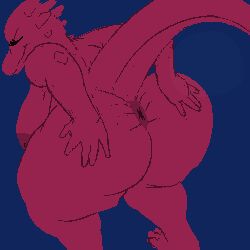 2017 5_fingers animated anthro anus areola ass bent_over big_areola big_breasts big_butt blue_background blue_eyes breasts calorie digital_media_(artwork) dragon eyelashes fart female inverted_nipples looking_back low_res nipples presenting presenting_anus presenting_hindquarters red_skin scalie simple_background spread_ass spreading