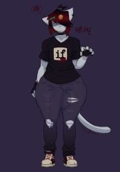 big_balls big_penis bulge bulge_through_clothing ephemeralscourg feline femboy fully_clothed huge_balls huge_cock solo solo_male tagme thick_thighs tight_clothing wide_hips