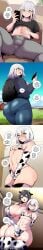 1boy 1girls abs ai_assisted ai_generated ass backpack belt big_ass black_eyes black_hair black_shirt blue_jeans blush bulge bulge_through_clothing changing_room child_bearing_hips comic couch cow_bikini cow_print_armwear cow_print_bikini cow_print_thighhighs cowkini embarrassed english_text farm femboy feminine_body feminine_mal grey_sweatpants hand_on_another's_crotch hand_on_another's_shoulder hand_on_stomach hand_over_crotch high_resolution highres holding_phone hoodie huge_boobs jeans lifted_shirt long_hair looking_at_another medium_hair nipple_outline on_back on_couch original original_artwork original_character otoko_no_ko pantylines penis_shaped_bulge round_ass scarabb self_upload shiny_skin shirt sissy spread_legs sweatpants text thick_thighs thighs tight_jeans tomgirl trap watermark white_hair wide_hips yellow_eyes