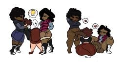 ass carol_(bbpanzu) dani_(danielito) danielito dark-skinned_female dark-skinned_futanari demon_tail female femboy friday_night_funkin friday_night_funkin_mod futanari heart_symbol interracial intersex lightbulb nonbinary speech_bubble sunday_(bbpanzu) tagme transfem