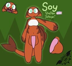 2023 animal_humanoid anthro apollysabyss artist_name balls big_balls big_penis breasts character_name digital_drawing_(artwork) digital_media_(artwork) english_text eyelashes fin fish fish_humanoid fish_tail full-length_portrait generation_9_pokemon genitals gynomorph hi_res humanoid intersex looking_at_viewer marine marine_humanoid model_sheet nintendo open_mouth orange_body penis pokemon pokemon_(species) portrait reference_image shiny_pokemon signature simple_background smile solo soy_(tazzycybersnake) tail tail_fin tatsugiri tatsugiri_(curly_form) teeth text trans_(lore) trans_woman_(lore)