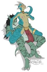 alien anthro balls black_hair black_markings blue_body bodily_fluids bottomwear breast_grab breasts claws clothed clothing collar cum digital_media_(artwork) duo durachev epic_games erection feet female gen_mo'kai genital_fluids genitals gold_(metal) gold_jewelry green_body hair hand_on_breast hands_on_hips head_spikes hi_res ineffective_clothing interspecies jewelry kittydee leo_(maaarked_one) lizard lizard_tail loincloth male male/female markings mostly_nude mostly_nude_anthro mostly_nude_female multicolored_body navel neylah_(maaarked_one) nipples nude nude_anthro nude_male on_bottom on_top penetration penile penile_penetration penis penis_in_vagina reptile reverse_cowgirl_position scalie sex sickle_claw silk simple_background smile spikes spikes_(anatomy) spots spotted_body spotted_markings striped_markings stripes tail tan_body teeth toe_claws topless translucent translucent_clothing unreal_(series) vaginal_penetration vaginal_penetration vulva
