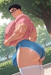 ai ai_generated big_boobs big_breasts big_bulge big_pecs big_penis black_hair blue_eyes bulge busty clark_kent clark_kent_(my_adventures_with_superman) dc dc_comics gayafgramsci glasses huge_breasts male male_boobs male_breasts male_only my_adventures_with_superman superman superman_(clark_kent) superman_(series)