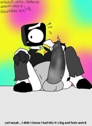 balls big_penis black_and_white_body carl_network_(character) cartoon_network ibispaintx logo_parody rainzyalchie so_stupid text uncomfortable what
