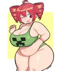 1girls 2d 2d_(artwork) ahoge artist_name barely_clothed bbw belly belly_overhang big_breasts breasts chubby chubby_female cleavage clothing curvaceous curvy curvy_female curvy_figure fat_ass fat_thighs female female_only huge_breasts huge_thighs kasane_teto large_breasts lulalamoo massive_breasts navel one_eye_closed open_mouth panties plump plump_breasts plump_thighs red_eyes red_hair shiny_skin shirt skindentation solo solo_female thick_thighs thighs twin_drills utau voluptuous voluptuous_female white_background wide_hips