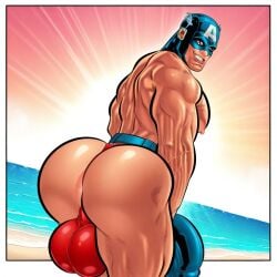 ai_generated beach big_ass big_ass_(male) big_bulge big_butt big_dick big_penis captain_america captain_america_(series) gayafgramsci huge_ass huge_bulge huge_butt male male_only marvel marvel_comics speedo swimwear