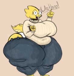 2024 alphys anthro ass belly big_belly big_breasts big_butt big_teeth black_eyebrows black_eyes black_mouth blue_bottomwear blue_clothing blue_jeans blue_pants bottomwear braces breasts clothing colored colored_sketch denim denim_bottomwear denim_clothing dialogue digital_media_(artwork) dinosaur english_text eyebrows eyelashes eyewear female freckled_butt freckled_face freckles glasses hi_res huge_breasts huge_butt huge_thighs hyenalattes hyper hyper_butt hyper_thighs jeans lizard looking_at_viewer navel_outline nerd open_mouth open_smile overweight overweight_anthro overweight_female panties pants prehistoric_species red_tongue reptile scalie simple_background sketch smile smiling_at_viewer solo tail tan_background tan_clothing tan_sweater tan_topwear text thick_thighs tight_clothing tongue topwear undertale undertale_(series) underwear white_clothing white_panties white_underwear yellow_body yellow_tail