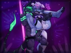 ace_(kamex) ahe_gao amputee anal anal_sex animal_genitalia animal_penis anthro anus arachnid areola arthropod balls big_areola big_balls big_penis bioluminescence blue_body blue_fur blue_hair blush bonestheskelebunny01 bovid caprine clothing clothing_aside crypto_velzoid(bonestheskelebunny01) disability dragon duo equine_genitalia equine_penis eyeshadow fishnet_clothing fishnet_legwear floppy_ears forked_tongue fur genitals glowing goat green_hair grin hair hi_res holding_up_other_character legwear leotard leotard_aside long_tail looking_pleasured machine makeup male male/male male_penetrated male_penetrating male_penetrating_male mammal money muscular mythological_creature mythological_scalie mythology pawpads penetration penis pole puffy_anus rabbit_ears robot scalie scorpion sex smile stinger straps stripper_pole tail tongue white_body white_fur