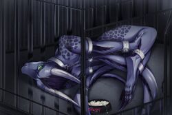 anthro bodily_fluids bondage bondage bound cage chains cuff_(restraint) cum genital_fluids hi_res klemens male restraints shackles solo