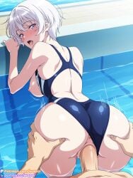 1girls ai_generated anime breasts chitose-kun_wa_ramune_bin_no_naka clothed_sex large_breasts mforcia nishino_asuka patreon_logo patreon_username sex uncensored vagina vaginal_penetration vaginal_sex wapai watermark white_hair