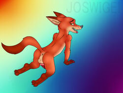 1boy animal_genitalia balls canine disney feet fox joswigei knot male male_only mammal nick_wilde paws penis solo zootopia