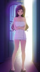1girls 2d 2d_(artwork) 2d_artwork arm_under_breasts arms_crossed arms_crossed_under_breasts arms_under_breasts blush_face blushing blushing_at_viewer blushing_female breasts brown-haired_female brown_hair calves character_request cleavage collarbone commission commission_art crossed_arms digital digital_art digital_drawing digital_drawing_(artwork) digital_media digital_media_(artwork) drawing elbows eyebrows_visible_through_hair fanart feet female female_focus female_only fingers flushed flushed_cheeks flushed_face from_front front_view frown frown_eyebrows frowning frowning_at_viewer full_body full_body_view game_character genshin_impact groin hoyoverse knees lean_figure legs long_hair looking_at_viewer maikurorensu mihoyo naked_towel narrow_waist portrait red-eyed_female red_eyes scowl shoulders slender_body slender_waist slim_female slim_waist solo standing thighs toes towel towel_around_waist towel_only towel_over_breasts video_game video_game_character video_games white_towel