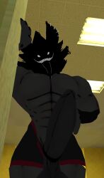 big_balls bruce911 buff_male cock_out horny_male huge_cock looking_at_viewer ready_to_fuck rule_63 shorts_down smiler_(the_backrooms) the_backrooms tongue_out vrchat vrchat_model wristband