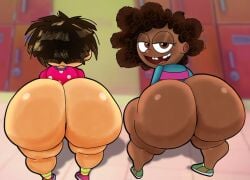 2025 2girls animated anthro ass ass_focus big_ass breasts brown_eyes brown_hair brown_skinned_female digital_media_(artwork) duo duo_focus furu_flami happy happy_sex hazel_wells legs_up nickelodeon school schoolgirl sex shirt shoes shoes_only the_fairly_oddparents:_a_new_wish