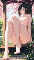 1girls 2025 ai_generated bangs barefoot black_hair blush braid breasts cherry_blossoms collarbone completely_nude feet female_only flower full_body glasses grass hair_ribbon hi_res highres knees_up large_breasts lee_bora legs looking_at_viewer medium_breasts natsuyoru nipples nude outdoors parted_lips patreon petals purple_eyes pussy red_ribbon ribbon round_eyewear short_hair sitting solo solo_leveling toenails toes tree uncensored vagina voluptuous voluptuous_female