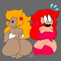 1:1 big_breasts breasts emily_and_jessica_rainbow_stars_heroes female female/female mario_and_luigi_(series) mario_bros nintendo princess_peach