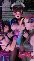 3d 3d_(artwork) 3d_background 3d_model 3d_render 3girls 8k amelie_lacroix annoyed annoyed_expression blush breasts breasts_out cammy_white cammy_white_(cosplay) chun-li chun-li_(cosplay) clothed clothed_sex hi_res highres juno_(overwatch) juri_han juri_han_(cosplay) kazworksnsfw kiriko_(overwatch) kiriko_kamori lesbian_sex looking_at_viewer overwatch overwatch_2 panties panties_aside pulling_clothing pulling_down_shirt pussy pussy_exposed ripped_pants rubbing_clitoris rubbing_pussy shocked shocked_expression shocked_eyes shocked_face street_fighter street_fighter_6 surprise surprised surprised_expression widowmaker yuri