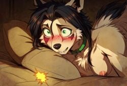 1girls ai_generated black_hair canid cast_(scorpianpp) collar dog_girl gray_fur green_eyes												 hair_over_eye hyena_girl long_hair mightyena original_character pokemon pokemon_(species) scorpianpp self_upload solo_female stable_diffusion straight_hair