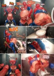 6boys after_anal after_sex anal_cum_expulsion anonymous_male bara bathroom bathroom_stall cum cum_expulsion cum_fart cum_from_anal cum_from_ass cum_inflated_belly cum_inflation cum_on_body cumflation dominant_male excessive_cum filled_belly gangbang gaping gaping_anus gay horny horny_male hyper_penis inflation male male_only marvel marvel_comics peter_parker rokudenashi spider-man spider-man_(ps4) spider-man_(series) squirting squirting_cum_from_asshole squirting_from_anal stall submissive_male sweat toilet