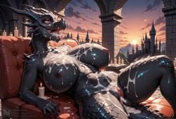 1girls after_fellatio after_sex after_vaginal ahe_gao ai_generated alduin anthro anthro_female big_ass big_breasts big_butt black_body black_dragon black_female black_scales black_skin bukkake castle covered_in_cum creamhorseai cum cum_covered cum_drip cum_in_mouth cum_in_pussy cum_inside cum_on_body cum_on_breasts cum_on_face curvy curvy_female curvy_figure dark_skin dark_skinned_female defeat defeated dragon dragon_humanoid excessive_cum exhausted fainted female fit fit_female fucked_silly high_resolution highres horn horns huge_ass huge_breasts mommy mommy_kink monster monster_girl monster_mommy mythological_creature mythological_scalie mythology naked_female nude_female posing red-eyes_black_dragon red_eyes rolling_eyes scalie skyrim sun treasure voluptuous voluptuous_female yu-gi-oh!