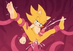 1boy ai_generated anal anthro arms_behind_back blush bound cum cum_in_ass cumming cumming_from_anal_sex ejaculation feet feet_up forced_orgasm green_eyes gritting_teeth half-closed_eyes hedgehog legs_apart legs_up looking_at_viewer male male_only mobian_(species) multiple_orgasms penis rodent sonic_(series) sonic_the_hedgehog sonic_the_hedgehog_(series) super_sonic tentacle tentacle_bondage tentacle_in_ass tentacle_on_male tentacle_sex tentaclejob tentaclejob_while_penetrated