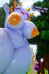 1girls 3d 3d_(artwork) areolae axolotl axolotl_(minecraft) big_breasts blue_body blue_skin enderman enderwoman female glistening_body huge_breasts minecraft nipples orange_nipples panflestudios tagme voluptuous wet wet_body