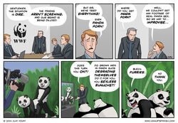 ! ... 2014 all_fours bear biped border camera clay_yount clothed clothing comic detailed_background disgusted doggy_style dot_eyes english_text fangs female feral from_behind_position front_view frown fursuit group half-closed_eyes hamletsdanish holding_object human male mammal necktie notebook open_mouth panda plant pornography portrait rear_view screen sex signature speech_bubble standing straight text three-quarter_portrait tongue tongue_out tuxedo video_camera white_border wwf