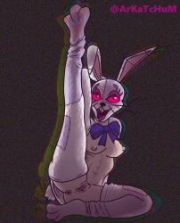 abs arkatchum bunny_ears bunny_girl bunnysuit five_nights_at_freddy's five_nights_at_freddy's:_security_breach fnaf mask muscular_female open_clothes open_legs ribbon solo solo_female stretching vanny vanny_(fnaf)