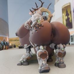 3d_(artwork) anonymousfm anthro anus ass belly big_belly big_breasts big_butt blender_(artwork) blender_eevee blizzard_entertainment breasts digital_media_(artwork) female genitals hi_res horn huge_breasts huge_butt machine nipples omnic orisa overwatch overwatch_2 pregnant pregnant_female pregnant_taur pussy reindeer_orisa_(overwatch) robot solo taur