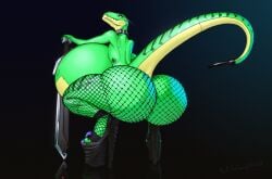 aisha_neavi alternate_version_available anthro ass big_ass big_breasts big_butt borisalien breasts claws cybernetics cyberpunk cyborg dinosaur dromaeosaurid enormous_breasts female female_only footwear green_body high_heels huge_breasts hyper hyper_breasts inflatable looking_back mostly_nude multicolored_body net raptor reptile scalie solo sword tail theropod toe_claws weapon yellow_body