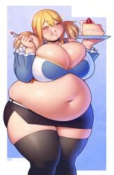 bbw belly_overhang better_with_salt big_belly big_female blonde_hair blush blushing chubby chubby_female cleavage embarrassed fairy_tail fat fat_ass fat_female fat_fetish fat_girl fat_woman fatty huge_belly huge_breasts large_female lucy_heartfilia miniskirt obese obese_female overweight overweight_female pig plump pork_chop thick_thighs thighhighs tubby twintails weight_gain