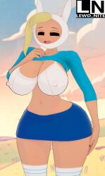 adventure_time big_breasts blonde_hair cartoon_network expressive fionna_and_cake fionna_campbell fionna_the_human_girl hbo_max hot_day koikatsu lewd_nite pov shirt_lift sunset sweat sweaty warner_brothers