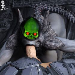 alien blowjob_face breasts chup@cabra fellatio female glowing_eyes tagme thick_lips xenomorph