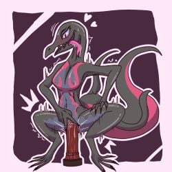 1girls anthro anthro_only arkatchum dildo dildo_sitting equine_dildo female female_only masturbating masturbation pokémon_(species) pokemon pokemon_(species) salazzle scalie sex_toy solo solo_female sweat sweating