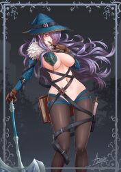 1girls adsouto alternate_costume ass_visible_through_thighs axe breasts camilla_(fire_emblem) cleavage english_commentary female female_only finger_to_mouth fire_emblem fire_emblem_fates hair_over_one_eye hat highres large_breasts long_hair looking_at_viewer navel nintendo purple_hair revealing_clothes skimpy_clothes solo stomach thigh_gap tongue tongue_out witch witch_hat