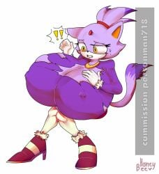 !! 1girls blaze_the_cat breast_expansion breasts exclamation_point female furry honeybeenugget huge_breasts hyper_breasts nipples_visible_through_clothing sega sonic_(series) top_heavy torn_clothes