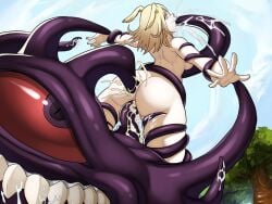 anal cum_in_ass cum_in_mouth cum_in_pussy cum_inside divine_arms double_penetration fellatio inflation monster outdoors rape restrained sigil_aetherwink tentacle tentacle_on_female vaginal_penetration