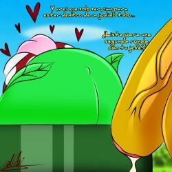 big_penis bowser cum_dripping cum_dripping_from_penis female full_belly koopa mario_(series) penis penis_fluid piranha_plant piranha_plant_girl plant reptile spanish spanish_dialogue spanish_text srr18_(artist) super_mario_bros. tongue_out veiny_penis