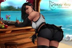 1girls bar beach beach_bar clothed female female_only final_fantasy final_fantasy_vii marikoneko marikoneko0 solo thighhighs tifa_lockhart