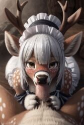 ai_generated blastbun blowjob deer forest furry maid nsfw