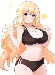 blonde_hair huge_breasts long_hair neptunia_(series) sports_bra sports_shorts sportswear thick_thighs vert