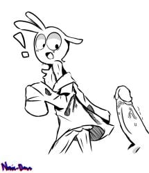 big_head erect_penis exclamation_point gay naxie-draws non-human oversized_clothes toony wander_(wander_over_yonder) wander_over_yonder