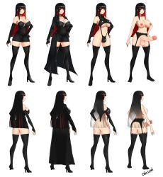 1futa alternate_costume areolae balls bangs big_breasts big_penis black_hair breasts chilichi clothed clothing dress erection full_body fully_clothed futa_only futanari hime_cut huge_cock human inner_hair light-skinned_futanari light_skin lingerie long_hair mostly_nude nipples original_character penis red_hair reference_sheet solo standing testicles two_tone_hair yukiko