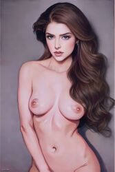 ai_generated anna_kendrick blue_eyes brown_hair celebcartoonizer celebrity huge_breasts large_breasts nude