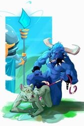 alistar anthro bovine brookbashe cum cum_on_back cum_on_face duo erection eyewear facial_piercing gay goggles hair horn league_of_legends male male/male male_only male_penetrating mammal muscular muscular_male nipples nose_piercing nose_ring nude pecs piercing rat riot_games rodent sex size_difference tail_pull twitch_(lol) veiny_muscles video_games yaoi