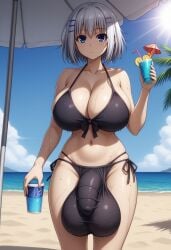 1futa ai_generated balls balls_bigger_than_penis balls_under_clothes beach beach_umbrella big_balls big_breasts big_penis bikini black_bikini blue_eyes blue_sky bulge civitai closed_mouth date_a_live flaccid flaccid_penis front-tie_bikini front-tie_top front_view full-package_futanari futa_only futanari hair_ornament hairclip holding_cup holding_drink holding_object huge_balls huge_breasts huge_bulge intersex kuudere mizuiro01 ocen outdoors penis_under_clothes short_hair side-tie_bikini sky solo solo_futa standing sun swimsuit testicles tobiichi_origami umbrella under_umbrella white_hair